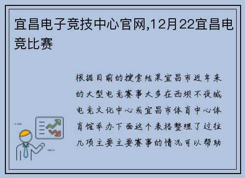 宜昌电子竞技中心官网,12月22宜昌电竞比赛